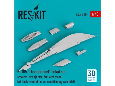 F-105 'thunderchief' Detail Set (Coolers, Exit Ejector, Fuel Vent Mast, Tail Hook, Ventral Fin, Air Conditioning Ram Inlet) - im