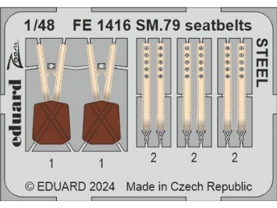 SM.79 seatbelts STEEL 1/48 - EDUARD - image 1