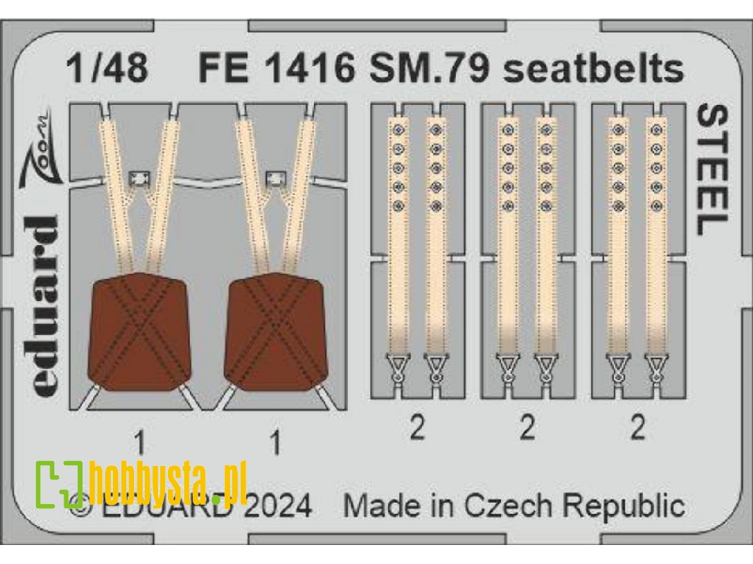 SM.79 seatbelts STEEL 1/48 - EDUARD - image 1