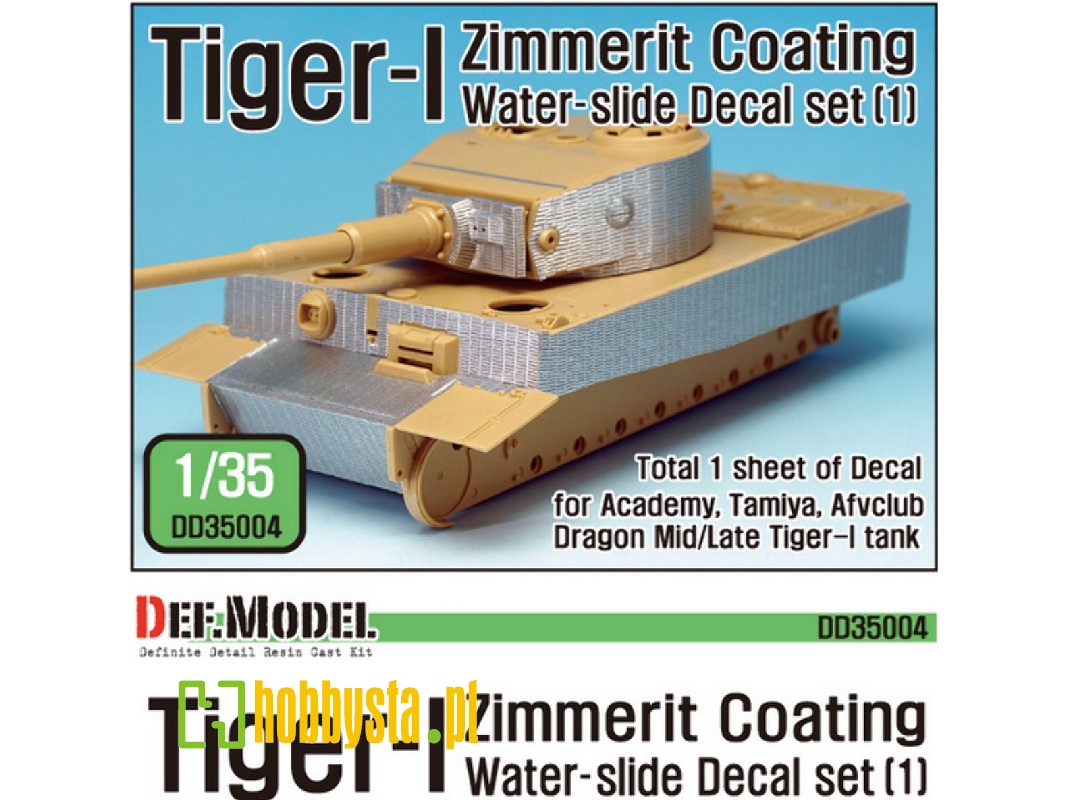 Wwii Tiger-1 Mid/Late Zimmerit Decal Set - image 1