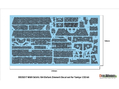 Wwii German Sd.Kfz.184 Elefant Zimmerit Coating Decal Set (For Tamiya) - image 1