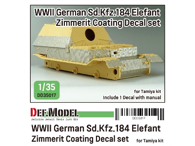 Wwii German Sd.Kfz.184 Elefant Zimmerit Coating Decal Set (For Tamiya) - image 2