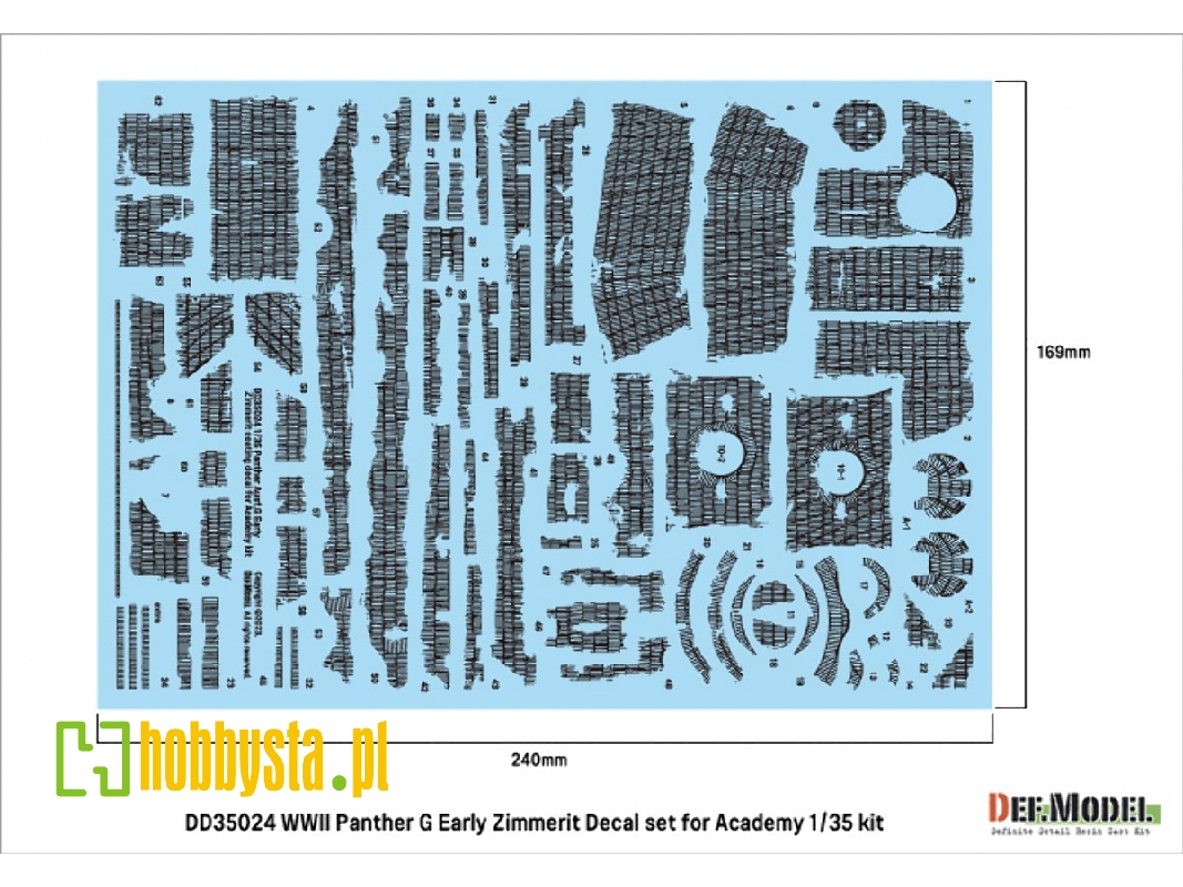 Pz.Kpfw.V Panther Ausf.G Early Zimmerit Coating Decal Set (For Academy) - image 1