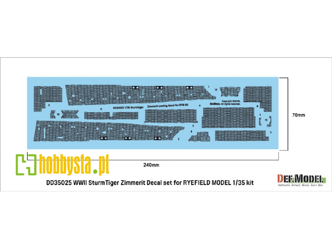 Wwii German Sturmtiger Zimmerit Coating Decal Set (For Rfm) - image 1