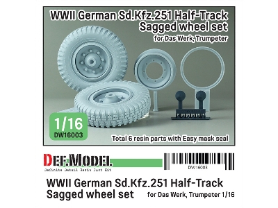 Wwii German Sd.Kfz.251 Half-track Sagged Wheel Set (For Das Werk, Trumpeter) - image 1