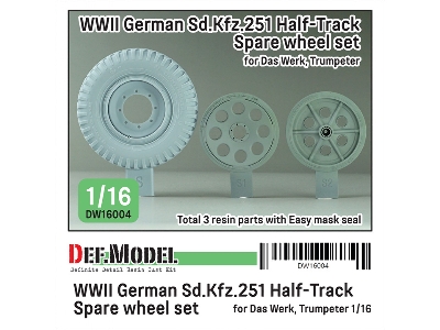 Wwii German Sd.Kfz.251 Half-track Spare Wheel Set (For Das Werk, Trumpeter) - image 1