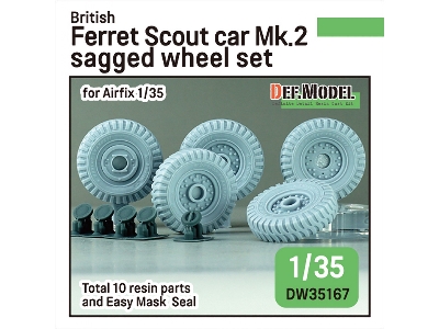 British Ferret Scout Car Mk.2 Sagged Wheel Set (For Airfix) - image 1