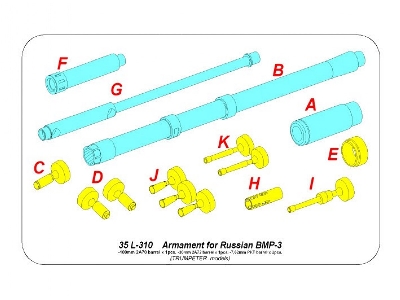 Armament for Russian BMP-3 -100mm 2A70 barrel x 1pcs. -30mm 2A72 barrel x 1pcs. -7,62mm PKT barrel x 3pcs. - image 12