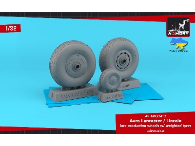 Avro Lancaster / Lincoln Late Production Wheels With Weighted Tyres - Universal Set - image 1
