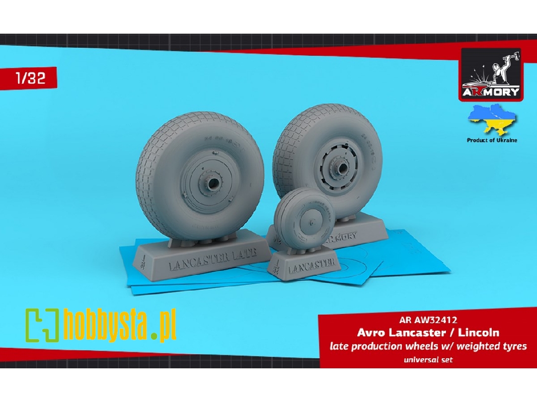 Avro Lancaster / Lincoln Late Production Wheels With Weighted Tyres - Universal Set - image 1