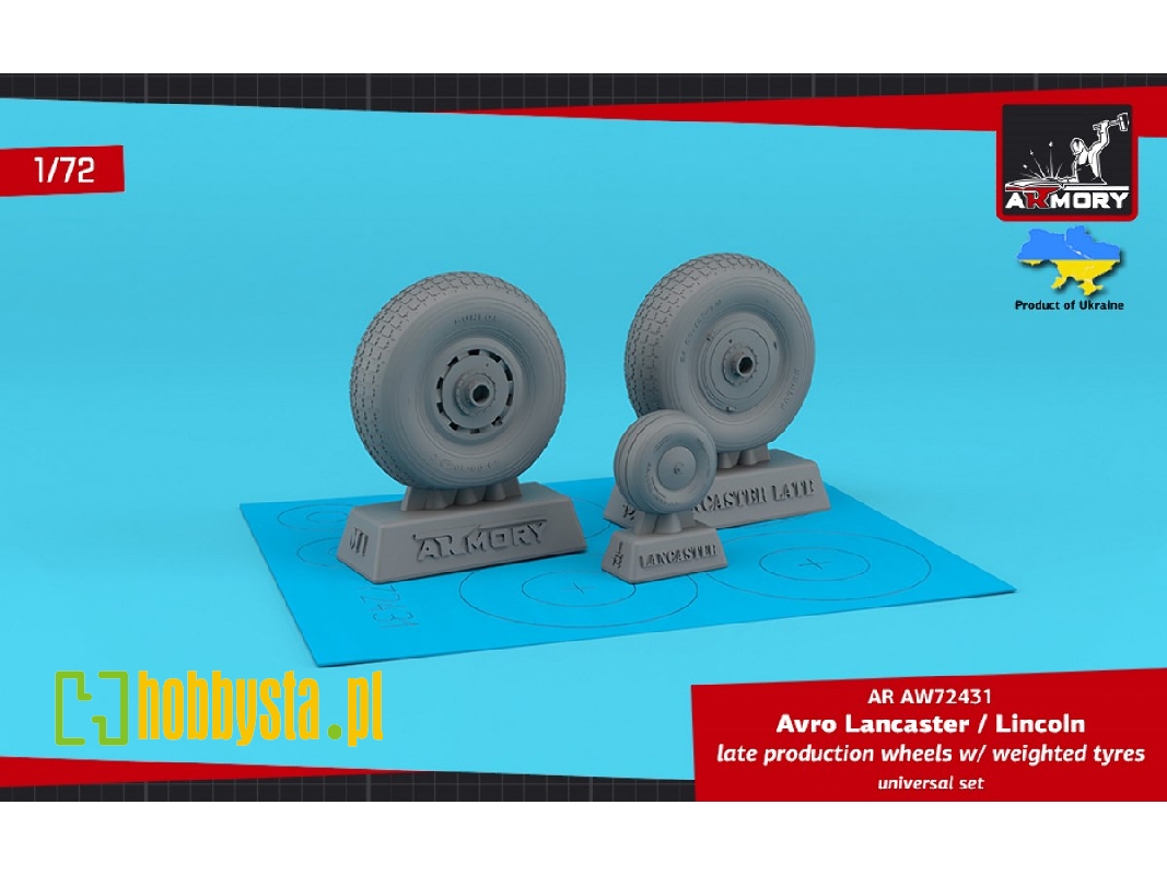 Avro Lancaster / Lincoln Late Production Wheels With Weighted Tyres - Universal Set - image 1