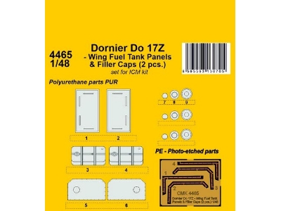 Dornier Do 17z - Wing Fuel Tank Panels And Filler Caps 2pcs (For Icm) - image 1