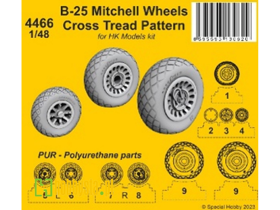 B-25 Mitchell Wheels Cross Tread Pattern (For Hk Models Kit) - image 1