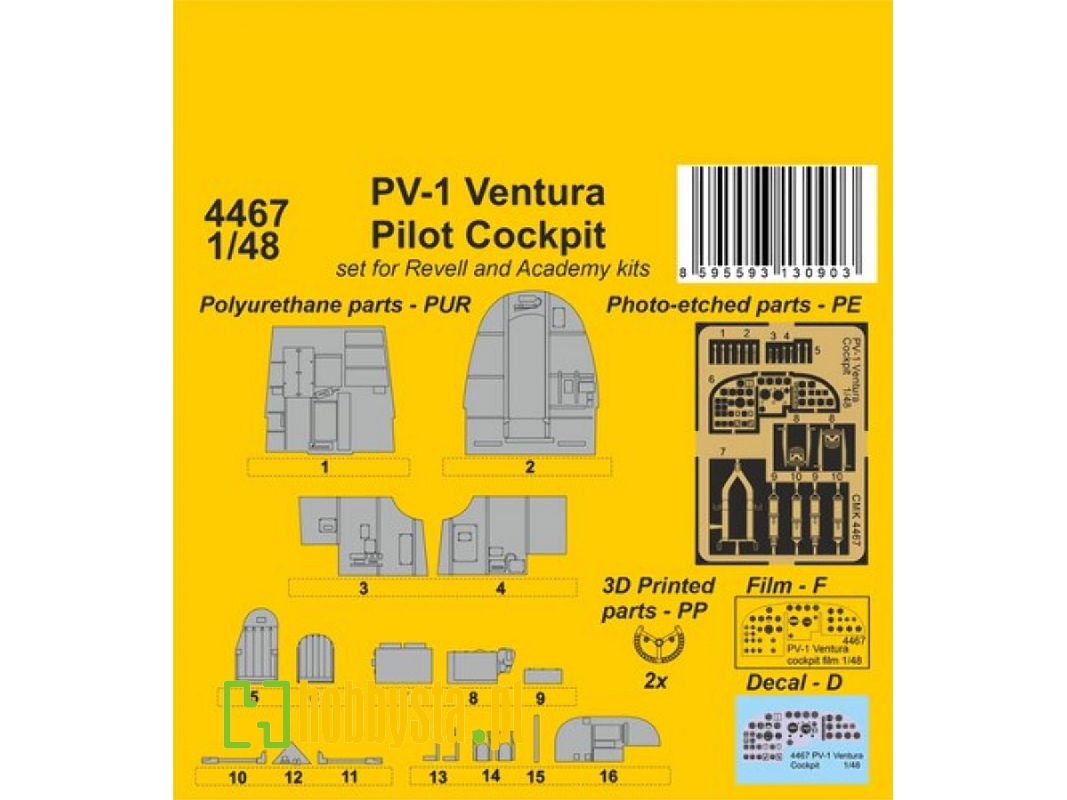 Pv-1 Ventura Pilot Cockpit (For Revell And Academy Kits) - image 1