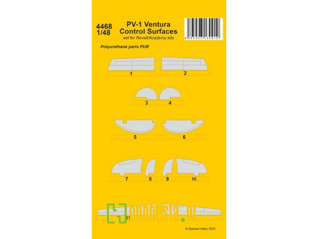 Pv-1 Ventura Control Surfaces (For Revell/Academy) - image 1