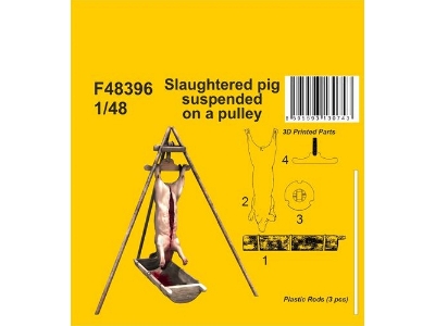 Slaughtered Pig Suspended On A Pulley - image 1