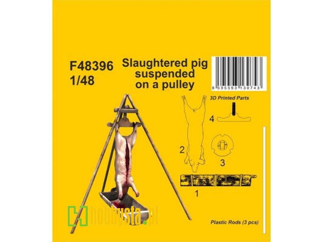 Slaughtered Pig Suspended On A Pulley - image 1
