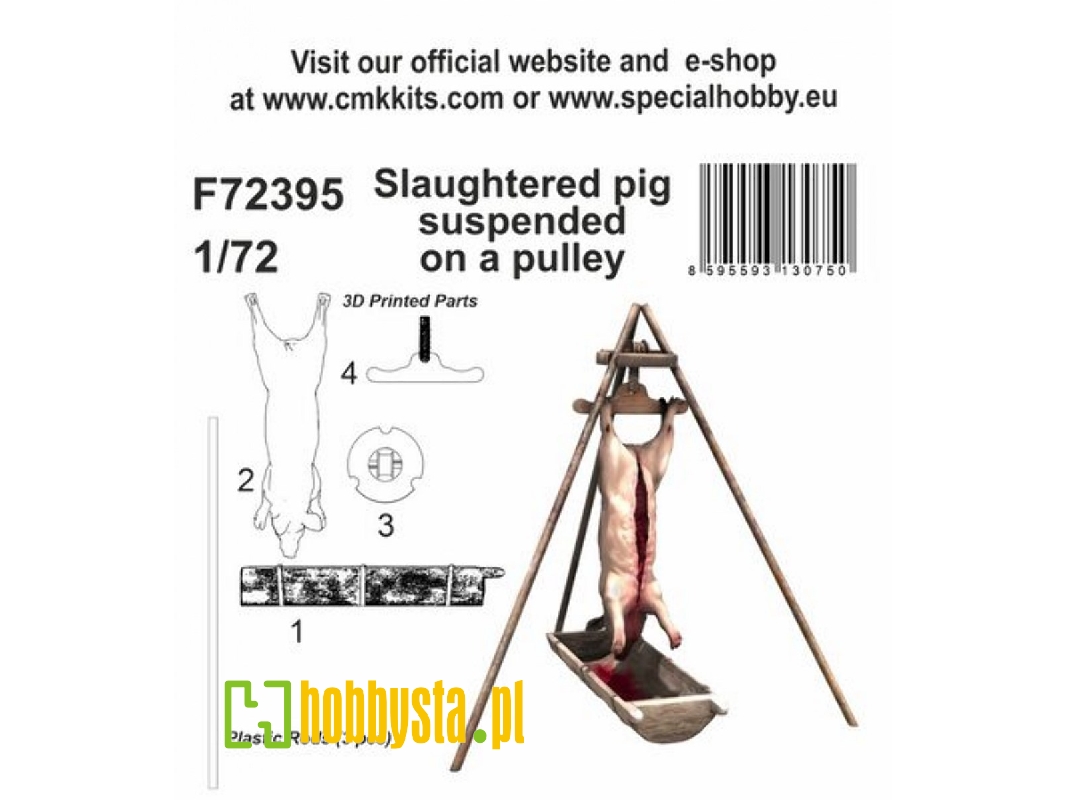 Slaughtered Pig Suspended On A Pulley - image 1