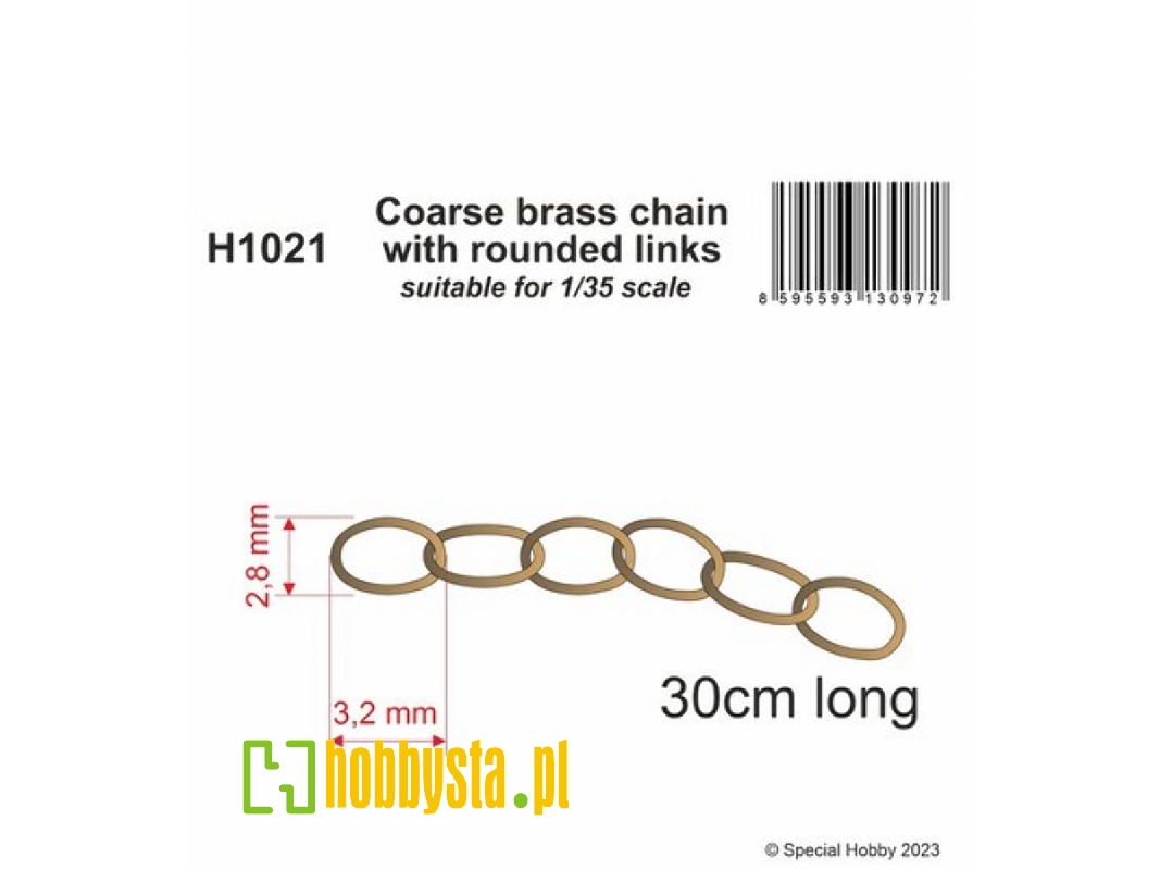Coarse Brass Chain With Rounded Links (Suitable For 1/35 Scale) - image 1