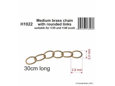 Medium Brass Chain With Rounded Links (Suitable For 1/35 And 1/48 Scale) - image 1