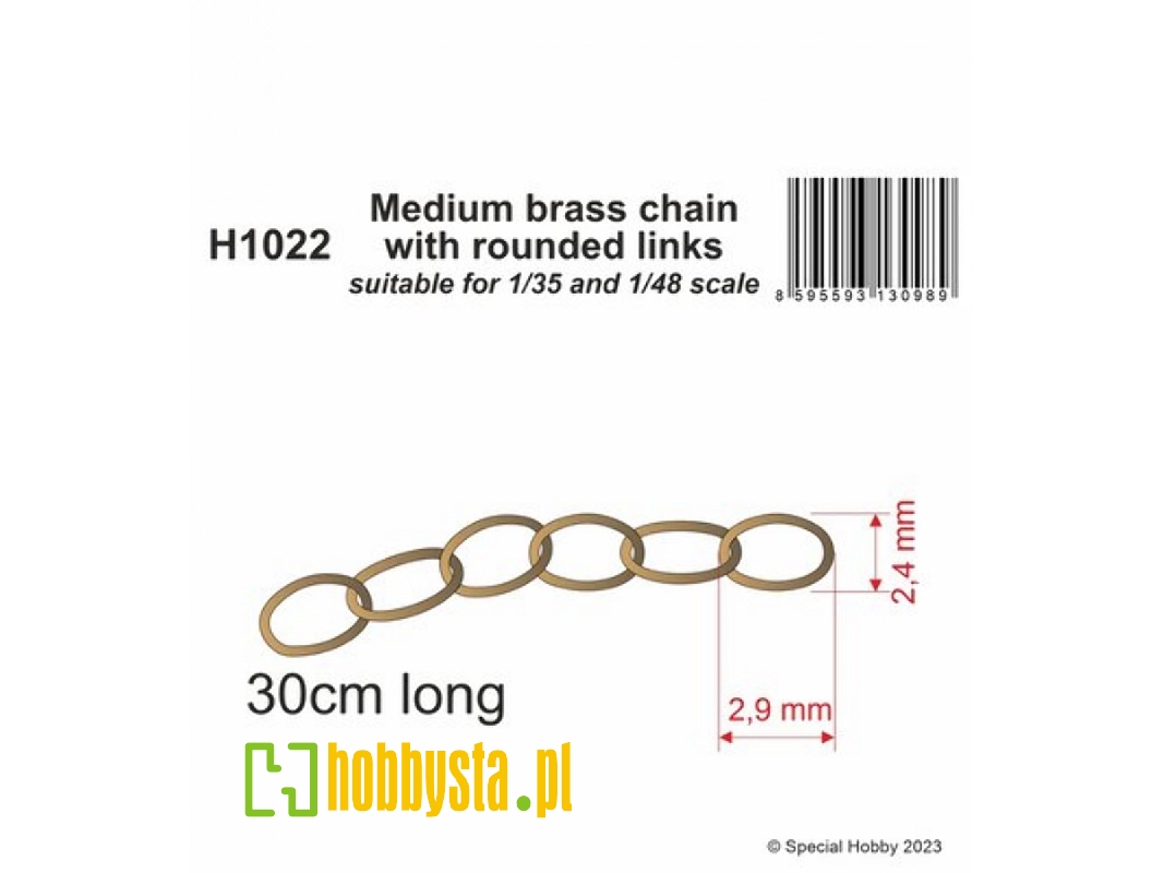 Medium Brass Chain With Rounded Links (Suitable For 1/35 And 1/48 Scale) - image 1