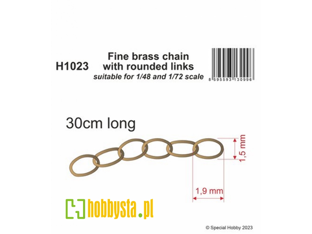 Fine Brass Chain With Rounded Links (Suitable For 1/48 And 1/72 Scale) - image 1