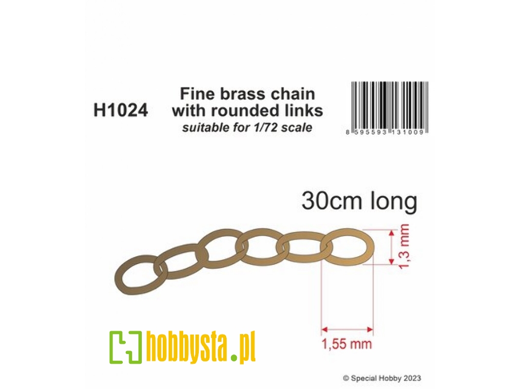 Fine Brass Chain With Rounded Links (Suitable For 1/72 Scale) - image 1