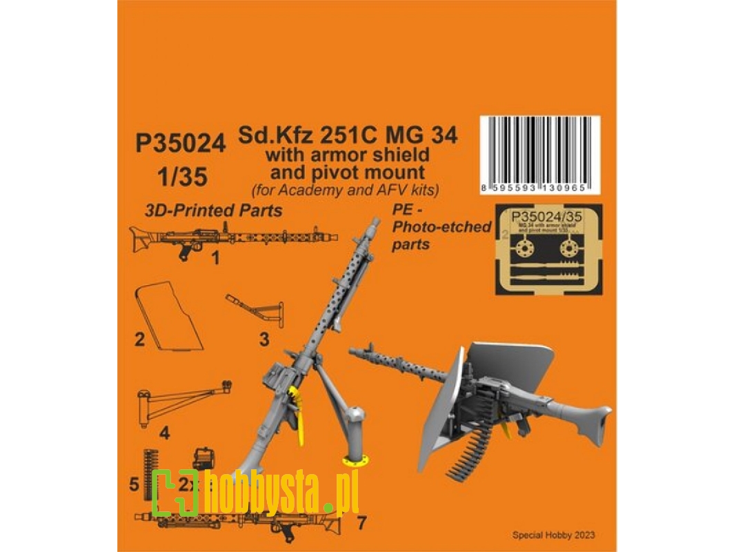 Sd.Kfz 251c Mg 34 With Armor Shield And Pivot Mount (For Academy And Afv Kits) - image 1