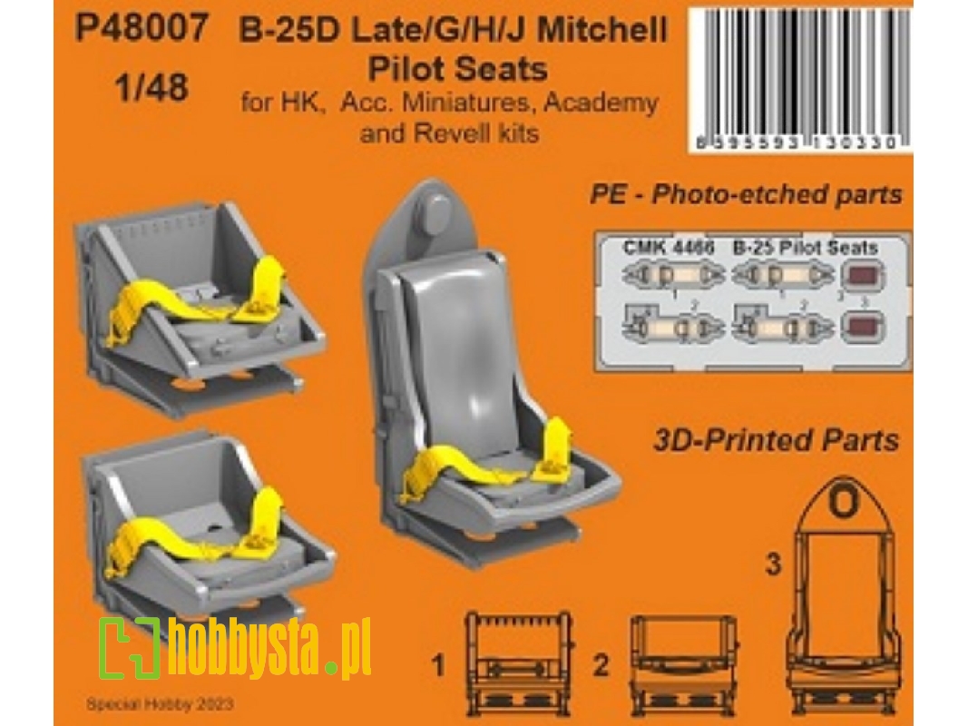 B-25d Late/G/H/J Mitchell Pilot Seats (For Hk, Acc. Miniatures, Academy And Revell Kits) - image 1
