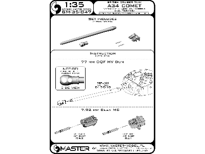 A34 Comet - Lufy Działa 77mm Hv Oraz Km-u Besa (Do Modelu Tamiya) - image 9