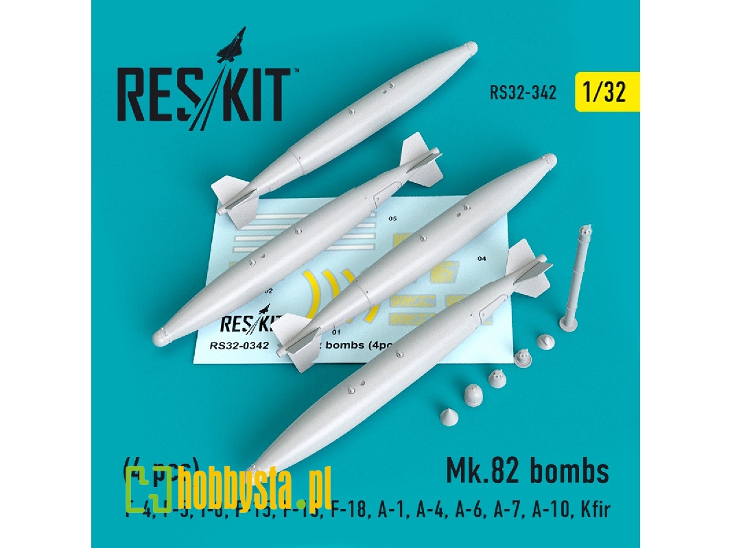 Mk.82 Bombs (4 Pcs) (F-4, F-5, F-8, F-15, F-16, F-18, A-1, A-4, A-6, A-7, A-10, Kfir) - image 1