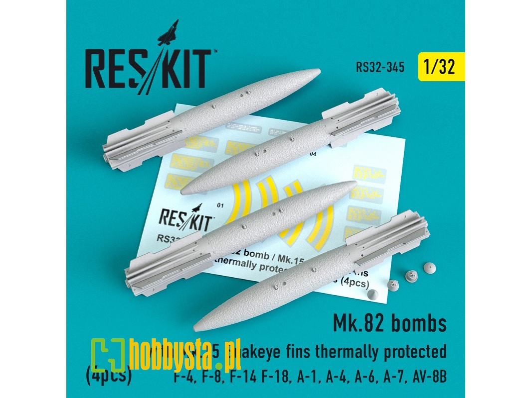 Mk.82 Bombs With Mk.15 Snakeye Fins Thermally Protected (4 Pcs)(F-4, F-8, F-14 F-18, A-1, A-4, A-6, A-7, Av-8b) - image 1