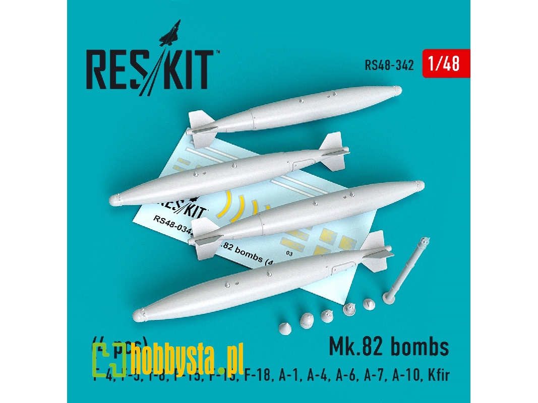 Mk.82 Bombs (4pcs)(F-4, F-5, F-8, F-15, F-16, F-18, A-1, A-4, A-6, A-7, A-10, Kfir) - image 1
