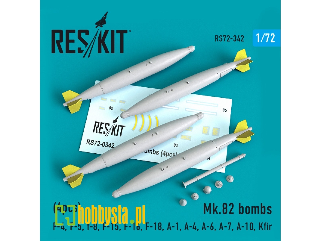 Mk.82 Bombs (4pcs)(F-4, F-5, F-8, F-15, F-16, F-18, A-1, A-4, A-6, A-7, A-10, Kfir) - image 1