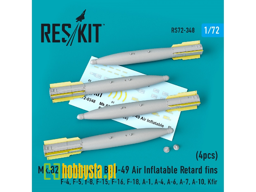 Mk.82 Bombs With Bsu-49 Air Inflatable Retard Fins (4pcs) (F-4, F-5, F-8, F-15, F-16, F-18, A-1, A-4, A-6, A-7, A-10, Kfir) - im