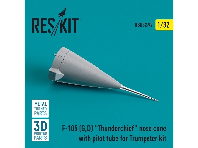 F-105 (G, D) 'thunderchief' Nose Cone With Pitot Tube For Trumpeter Kit (Metal And 3d Printed) - image 1