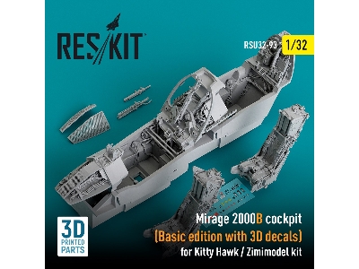 Mirage 2000b Cockpit For Kitty Hawk/Zimimodel Kits (Basic Edition With 3d Decals) For Kitty Hawk / Zimimodel Kit (3d Printed) (1