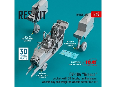 Ov-10a 'bronco' Cockpit With 3d Decals, Landing Gears, Wheels Bay And Weighted Wheels Set For Icm Kit - image 1
