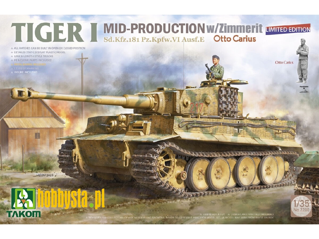 Tiger I Mid-production With Zimmerit Sd.Kfz.181 Pz.Kpfw.Vi Ausf.E Otto Carius (Limited Edition) - image 1