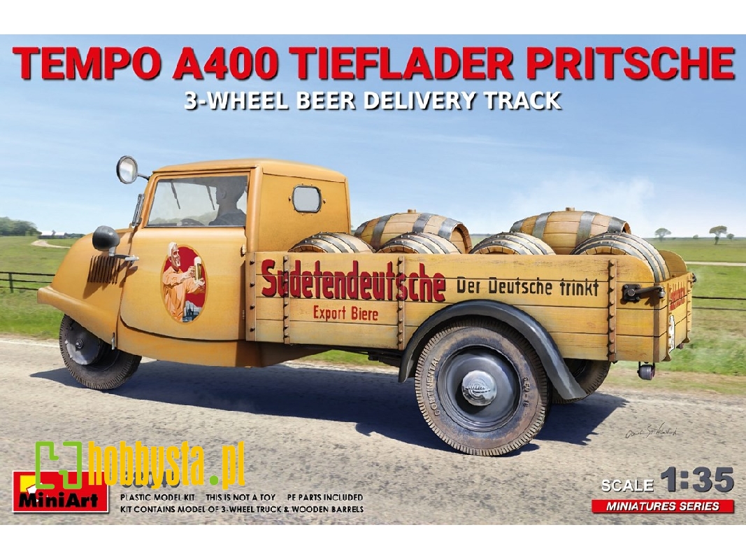 Tempo A400 Tieflader Pritsche 3-wheel Beer Delivery Truck - image 1