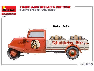 Tempo A400 Tieflader Pritsche 3-wheel Beer Delivery Truck - image 3