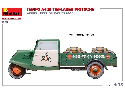 Tempo A400 Tieflader Pritsche 3-wheel Beer Delivery Truck - image 4
