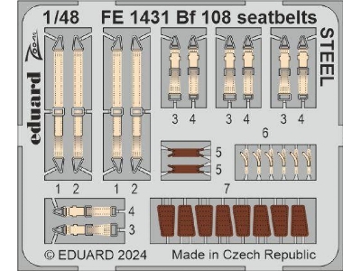 Bf 108 seatbelts STEEL 1/48 - EDUARD - image 1