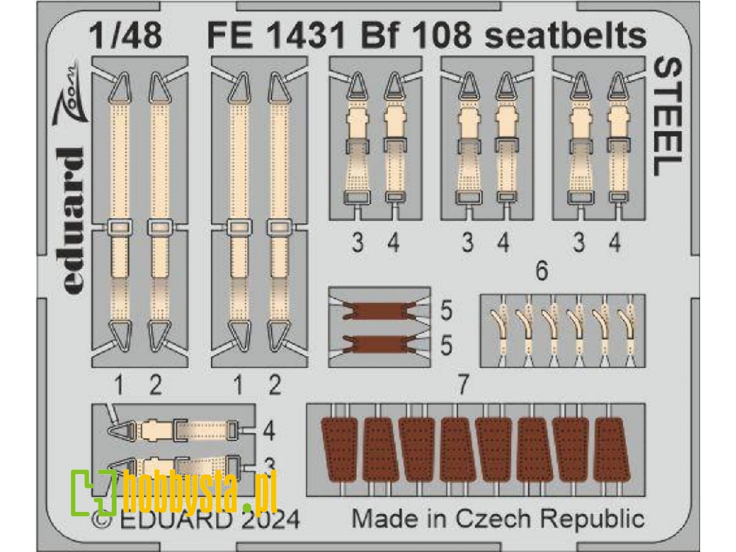 Bf 108 seatbelts STEEL 1/48 - EDUARD - image 1
