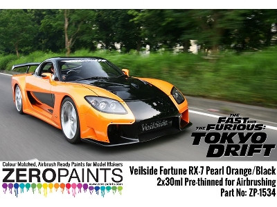 1534 Veilside Fortune Rx-7 Pearl Orange, Black Set - image 2