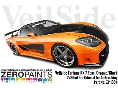 1534 Veilside Fortune Rx-7 Pearl Orange, Black Set - image 4