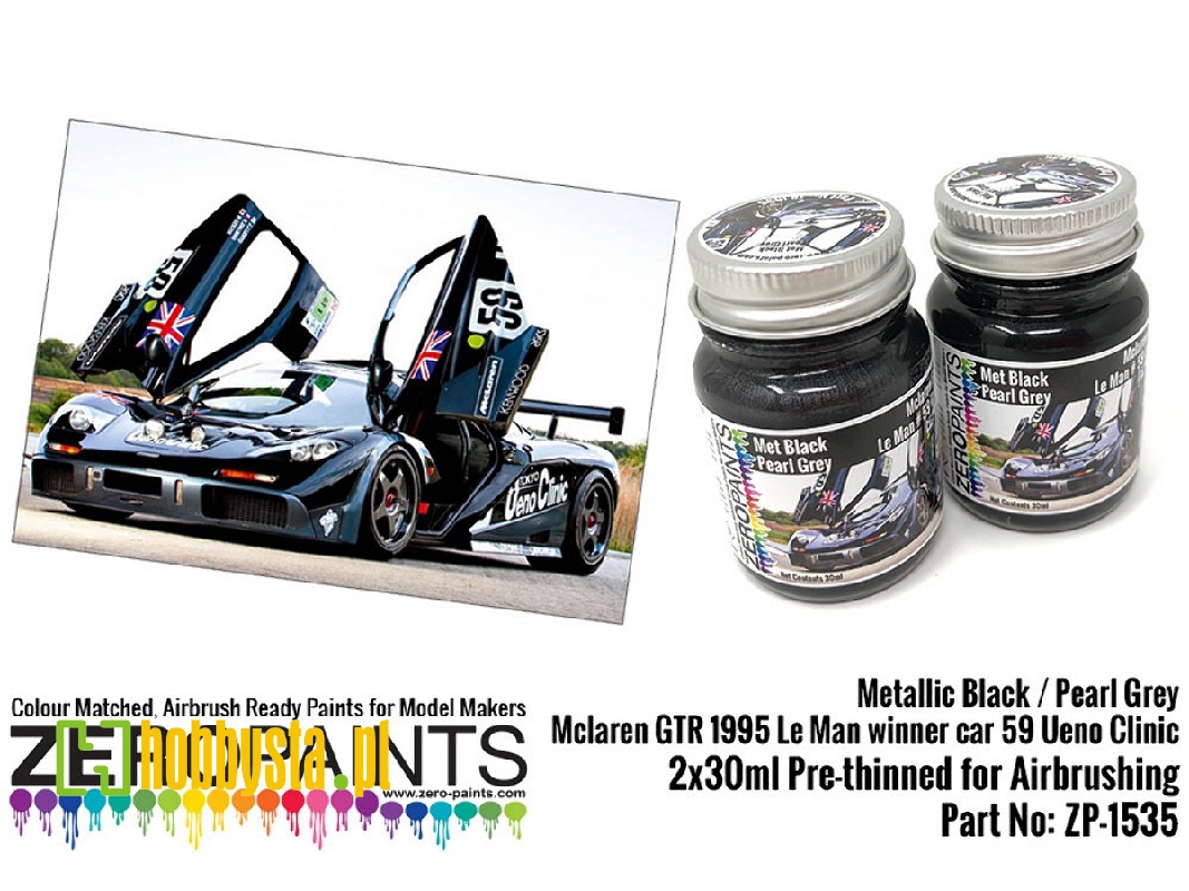 1535 Mclaren Gtr 1995 Le Man Winner Car 59 Ueno Clinic - Metallic Black, Pearl Grey Set - image 1