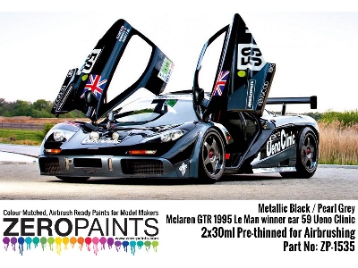 1535 Mclaren Gtr 1995 Le Man Winner Car 59 Ueno Clinic - Metallic Black, Pearl Grey Set - image 2