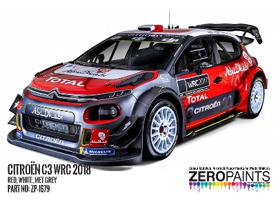 1679 Citroen C3 Wrc 2018 - Red, White, Met Grey - image 3