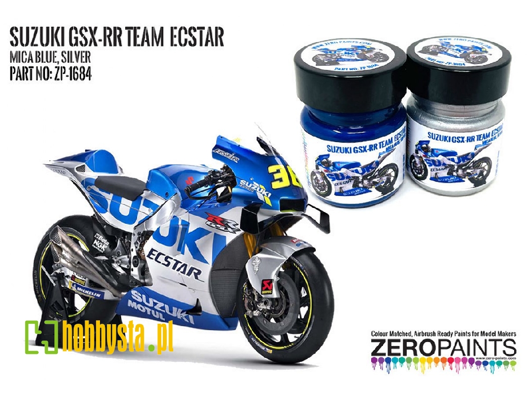 1684 Suzuki Gsx-rr Team Ecstar - Mica Blue, Silver Set - image 1